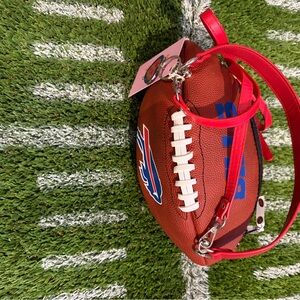 11in Junior sz Football-Shaped Crossbody Bag with Red Strap